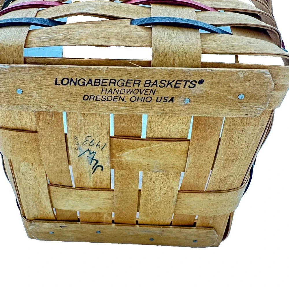 Longaberger Basket W Plastic Liner/Square/Signed 1993 Shades Of Autumn +-8